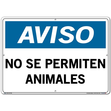 Vestil Aluminum Composite Sign, 14-1/2" Height, 20-1/2" Width, Aluminum Composite, Rectangle, Spanish SI-N-57-E-AC-130-S